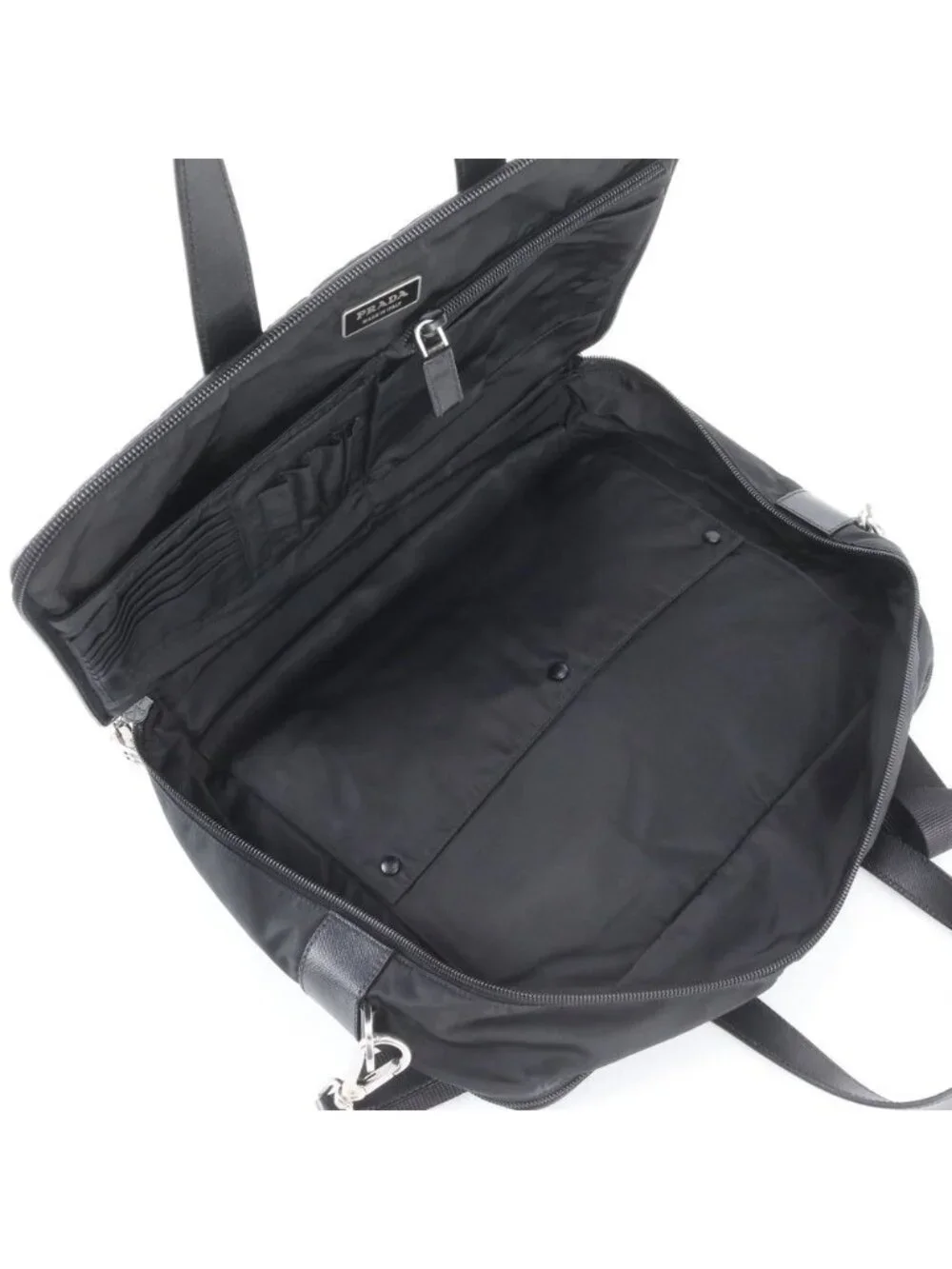 Prada Tessuto Nylon Leather 2-Way Business Crossbody Document Tote Shoulder